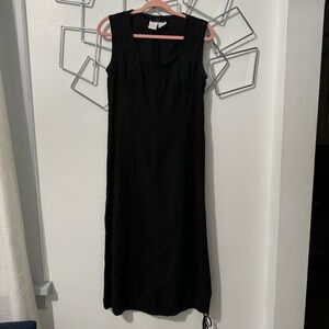 Weekend by Max Mara Minimalist Black Linen Balloon Hem Sleeveless Maxi Dress 8